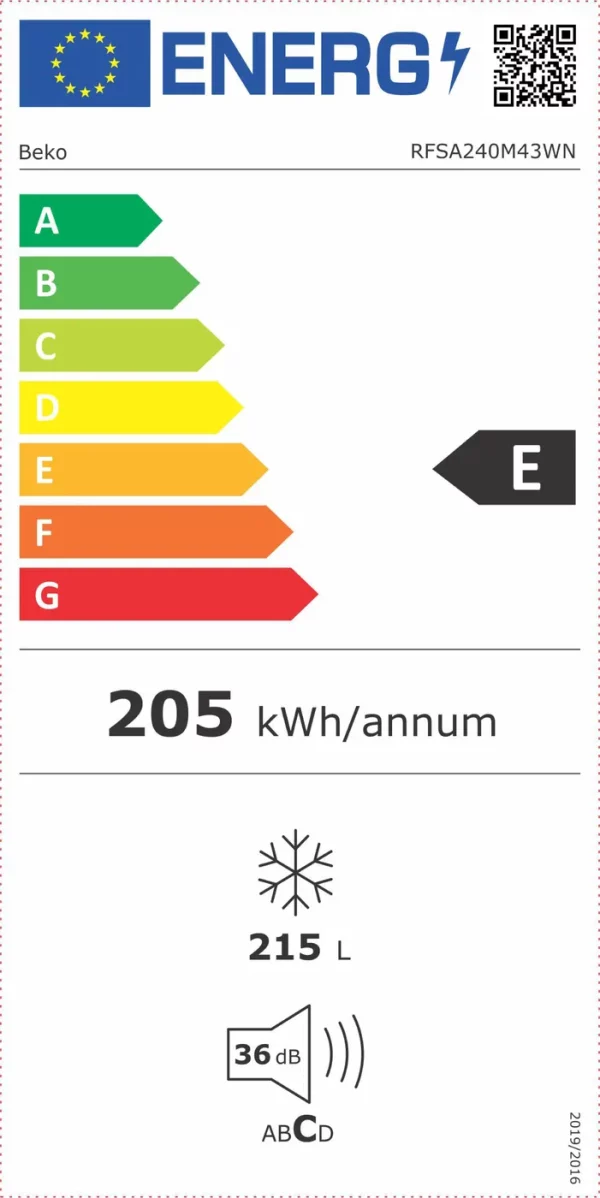 Beko RFSA240M43WN fagyasztószekrény, 215 l, E energiaosztály, Fehér - Image 5