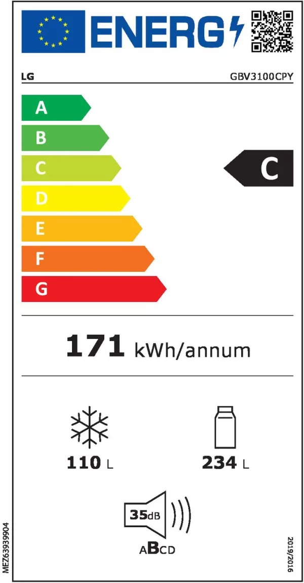 LG GBV3100CPY Inverteres NoFrost hűtő, 344L. A+++, Multi-Air-Flow, DoorCooling, Inox - Image 7