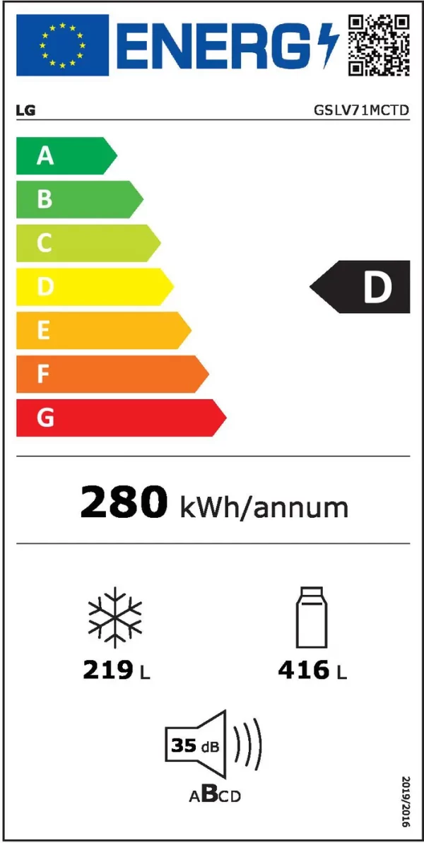 LG GSLV71MCTD Side by side hűtő, 635 l, Total No Frost, DoorCooling+, Linear Cooling, Multi-Airflow, A++ , Lineáris Inverter kompresszor, Fekete - Image 5