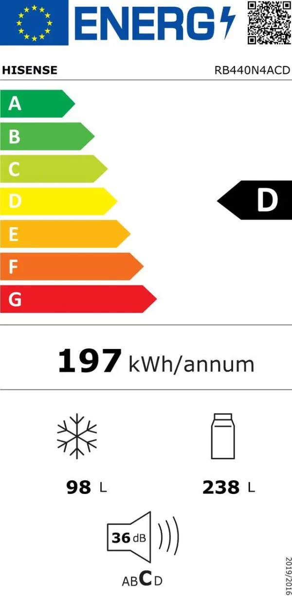 HISENSE RB440N4ACD Inverteres kombinált NoFrost hűtő, A++, 336L. - Image 4