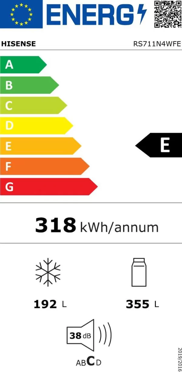 Hisense RS711N4WFE Inverteres NoFrost Side by Side hűtő, A++, 547L. - Image 6