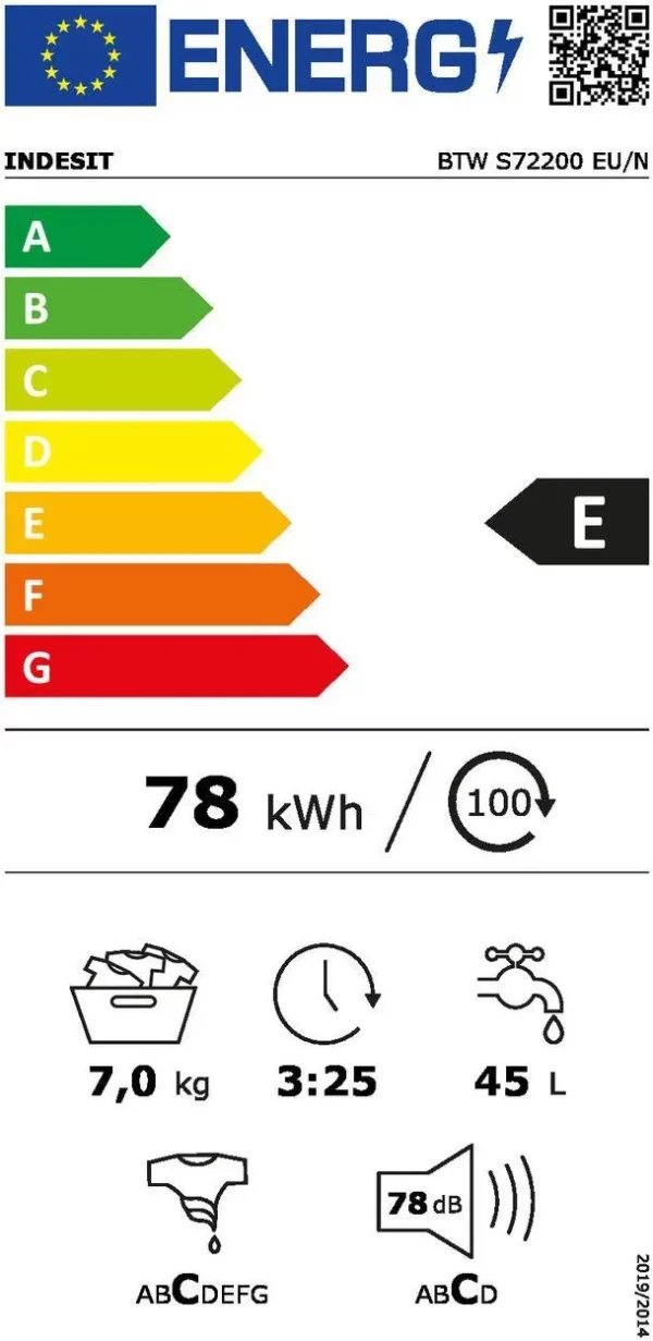 Indesit BTWS72200EU/N Felültöltős Inverteres mosógép, 7 kg, 1200 f., Turn&Go, Digitális kijelző, A+++ energiaosztály, Fehér - Image 7