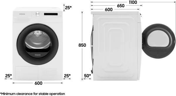 Samsung DV90T5240AE/S7 Hőszivattyús-kondenzációs szárítógép, A+++, 9kg, WiFi, - Image 2