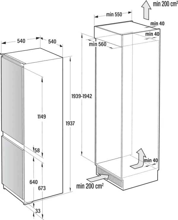 GORENJE NRKI419EP1 Beépíthető kombinált NoFrost hűtő, 281L. A++,193,7cm - Image 5