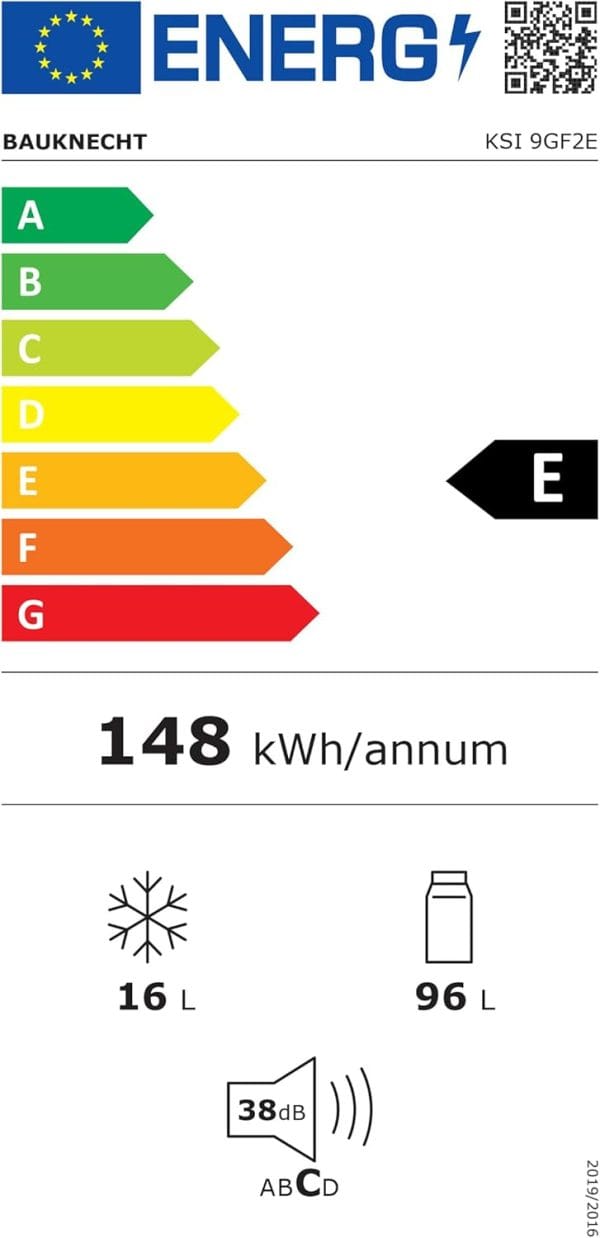 Bauknecht KSI 9GF2E beépíthető hűtőszekrény, A++, 112L. 87,5cm magas - Image 2