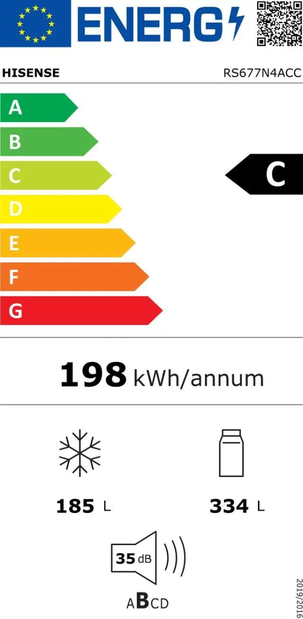 HISENSE RS677N4ACC Inverteres NoFrost Dide by Side hűtő, A+++, 519L. 2 hűtőkör - Image 5