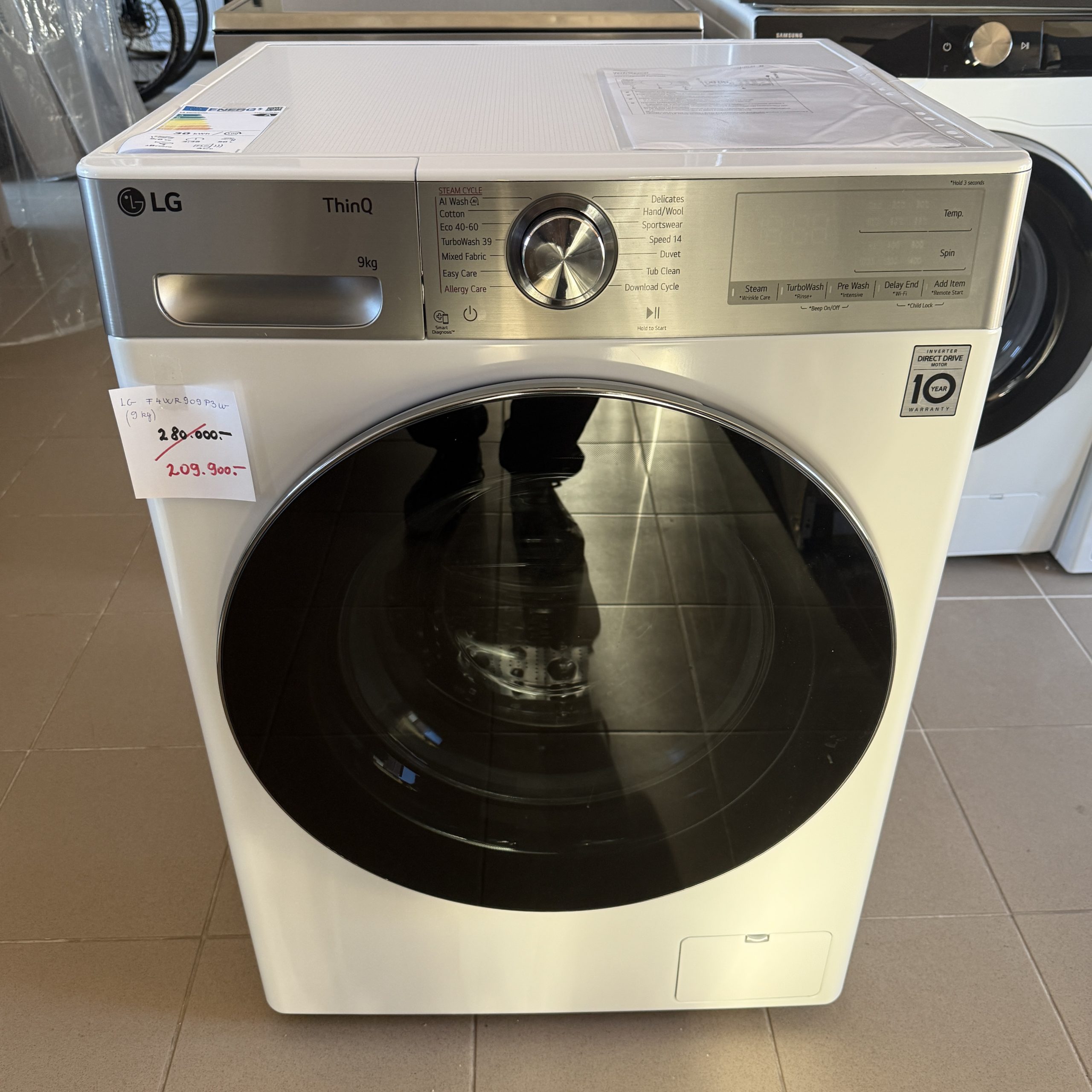 LG F4WR909P3W Inverteres DirectDrive Gőzmosógép, A energia, 9kg, 1400f. - Image 9