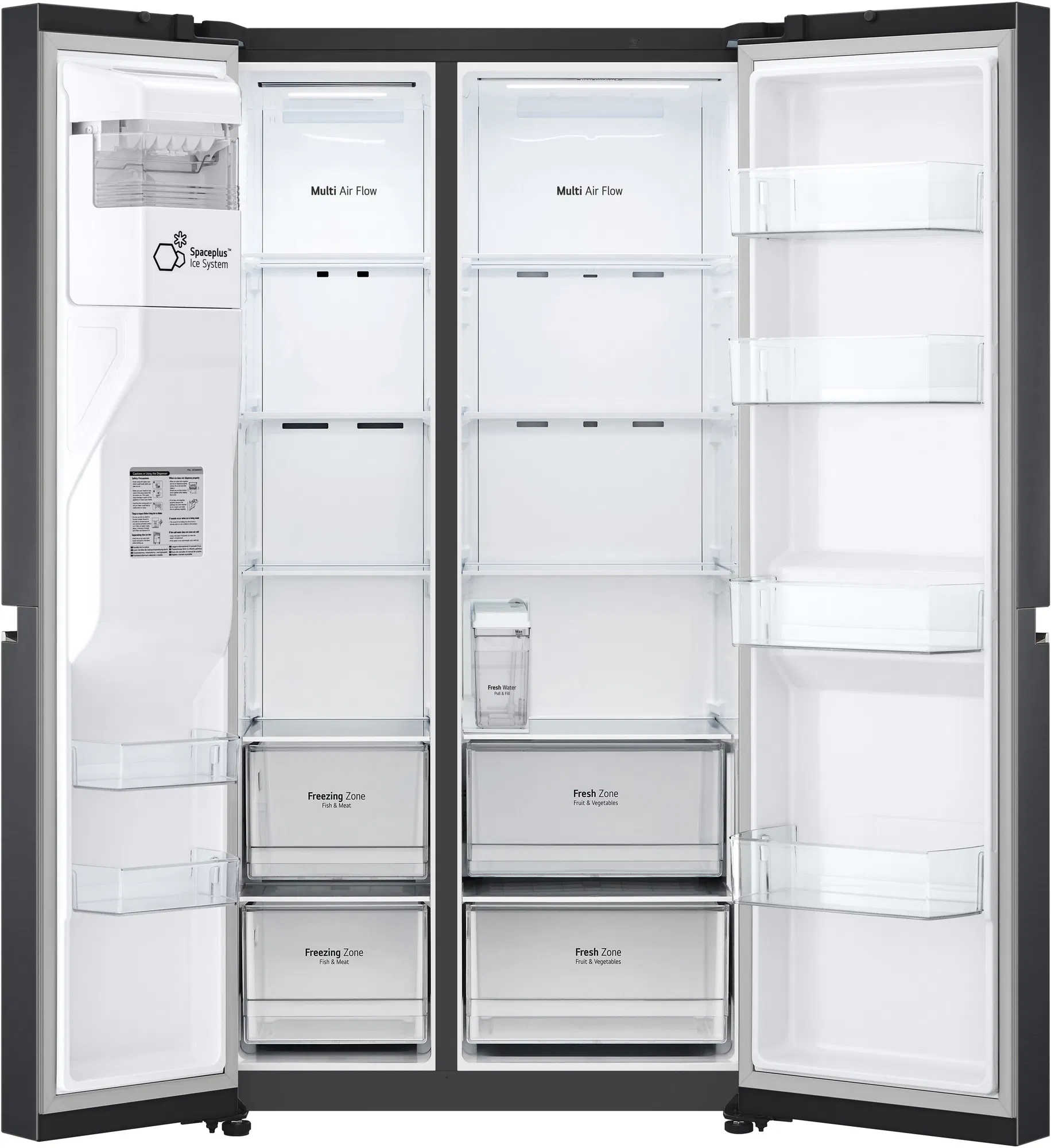 LG GSLV71MCTD Side by side hűtő, 635 l, Total No Frost, DoorCooling+, Linear Cooling, Multi-Airflow, D energia, Kompresszor Lineáris Inverter, M 179 cm, Fekete - Image 10