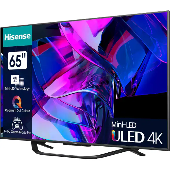 Hisense 65U7KQ PRO UHD 4K SMART TV, ULED Mini Led 144Hz, 165 cm képátló, 4K Ultra HD, Direct LED, HDR10, HDR10+, HLG, Dolby Vision