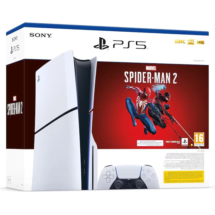 PlayStation 5 konzol, 1 TB SSD + Marvel Spider-Man 2 játék (lemez)