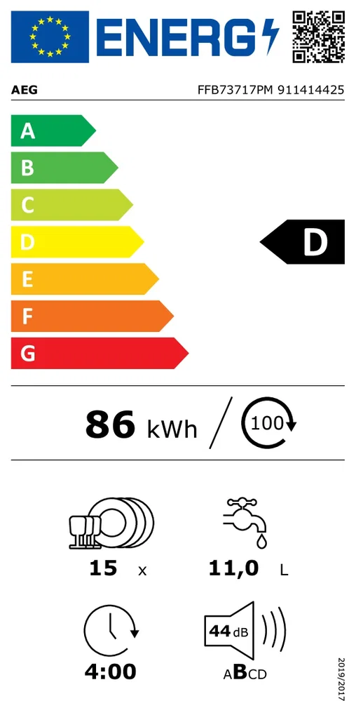 AEG FFB73717PM mosogatógép MaxiFlex,15 ter., inverter motor, AirDry, LED kijelző, 9 prog., 4 hőm. - Image 2