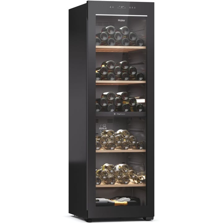 Haier HWS236GDGU1 Borhűtő, 236 palack, WiFi, LED, Kétzónás, Megfordítható ajtó, H 190 cm, Fekete