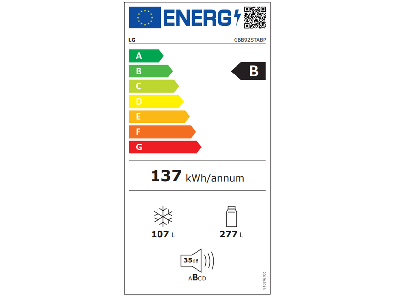 LG GBB92STABP Inverteres NoFrost hűtőszekrény, B-energia, DoorCooling⁺, ThinQ technológia, 384l. - Image 5