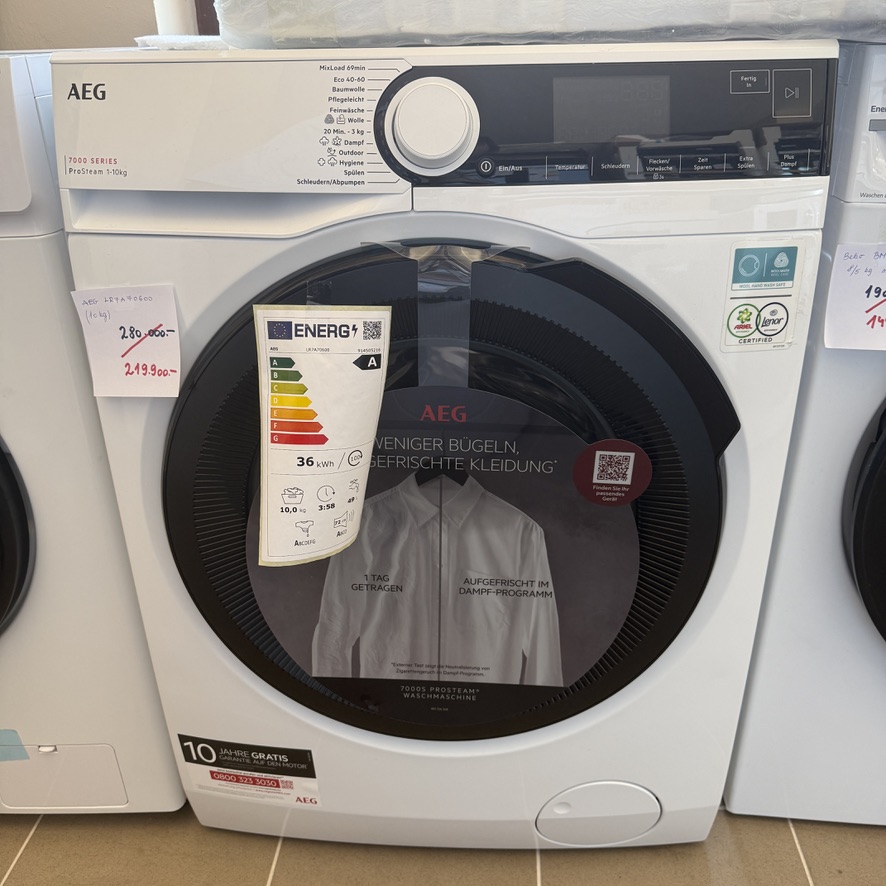 AEG LR7A70600 7000 ProSteam® Inverteres Gőzös mosógép, 10kg, A-30% energia, 1600f. - Image 2